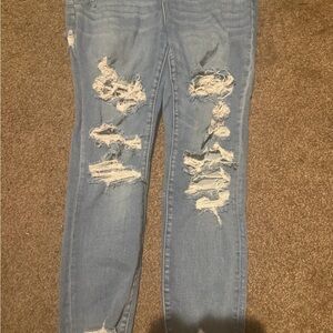 American Eagle Outfitters Light Blue Distressed Skinny Jeans